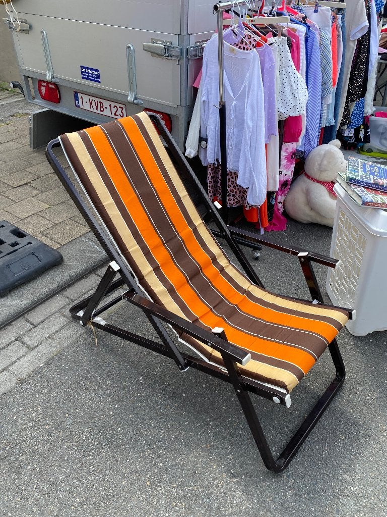 Vintage strandstoel, Tuin en Terras, Ligbedden, Ophalen, Zo goed als nieuw, Aluminium, Verstelbaar
