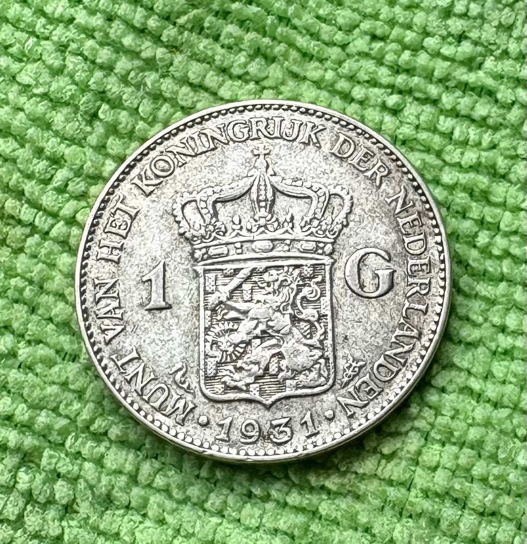 1 florin néerlandais en argent 1931, Enlèvement ou Envoi, Reine Wilhelmine, 1 florin