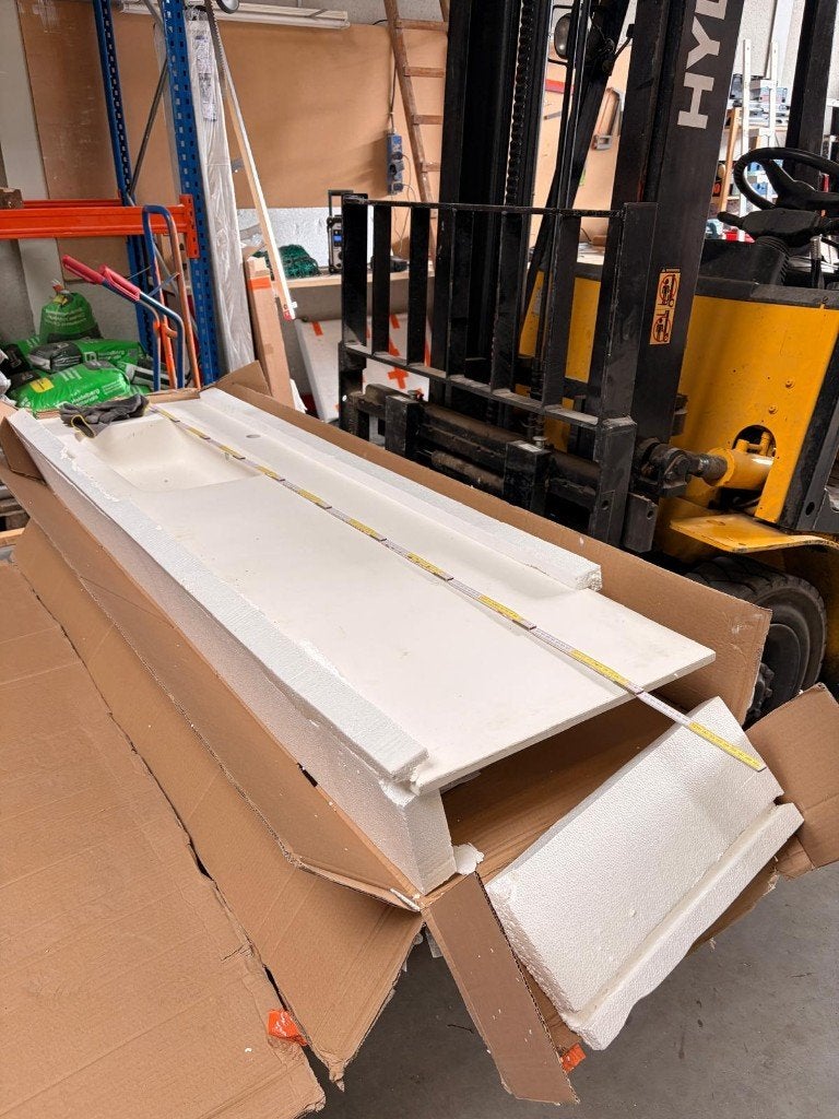 Corian tablet met wastafel, Ophalen, 150 tot 200 cm, Nieuw, Wasbak of Wastafel