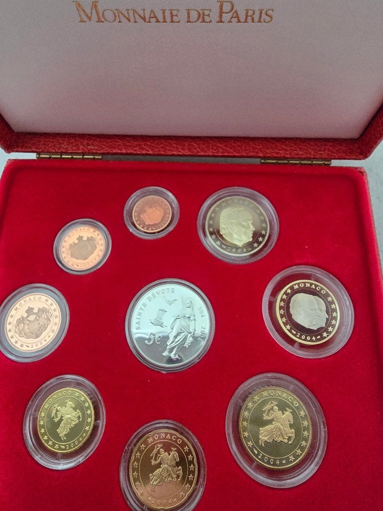 Monaco Serie BE 2004 coffret, Timbres & Monnaies, Monnaies | Europe | Monnaies euro, Série, Autres valeurs, Monaco, Argent, Enlèvement