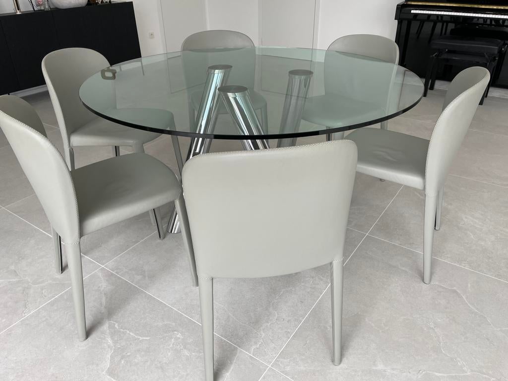 6 Chaises Daisy Cattelan Italia en cuir, Ophalen, Zo goed als nieuw