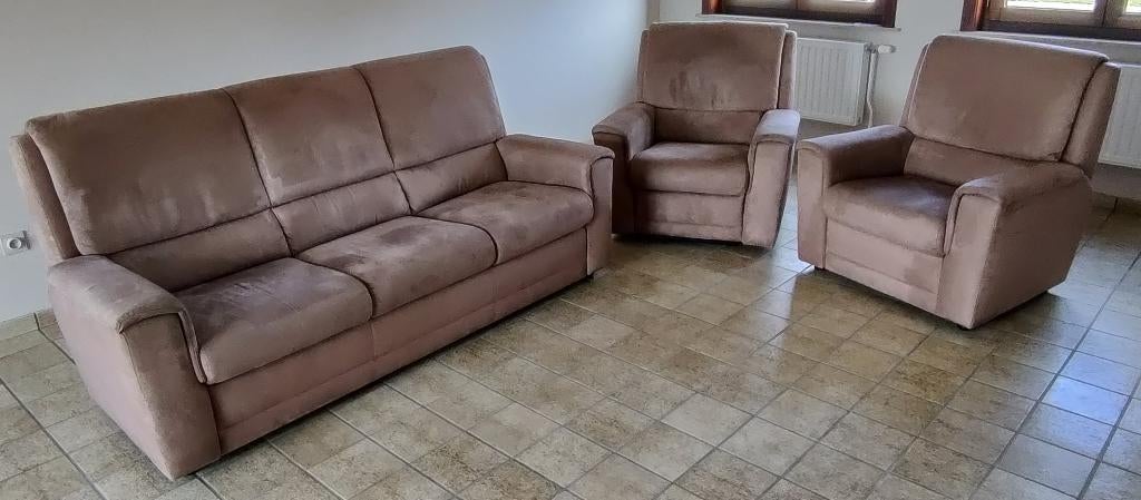 Salon in nubuck, 3-1-1 zit, Huis en Inrichting, Ophalen, Zo goed als nieuw, Leer