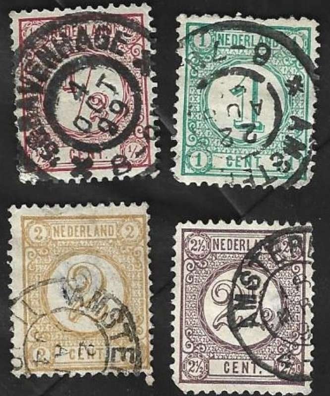 4 Postzegels Nederland 1876 Drukwerkzegels (set), Timbres & Monnaies, Timbres | Pays-Bas, Enlèvement ou Envoi, Jusqu'à 1940, Affranchi