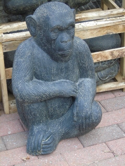 statue un singe chimpanzé en pierre , soldé -50% !!, Jardin & Terrasse, Enlèvement, Comme neuf, Pierre, Animal