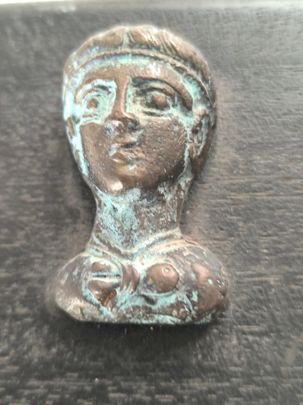 Oud bronzen beeldje van klassiek figuur, Antiquités & Art, Antiquités | Bronze & Cuivre, Enlèvement ou Envoi, Cuivre