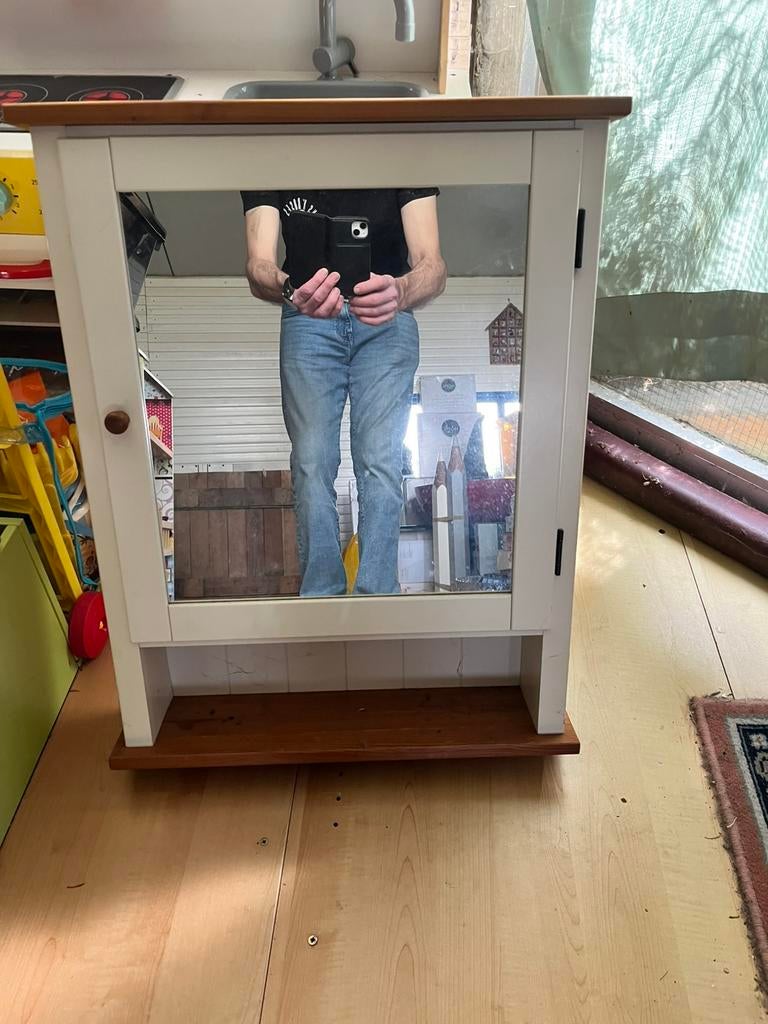 Spiegel kastje, Ophalen, Gebruikt, 50 tot 100 cm, Met plank(en)