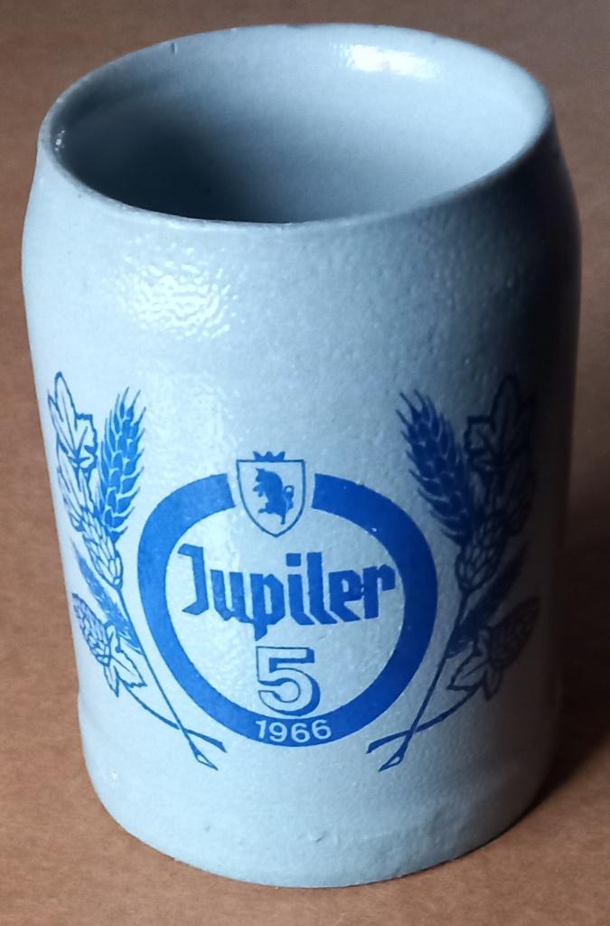 Chope en grès---Jupiler 5 (1960), Collections, Marques de bière, Utilisé, Jupiler, Enlèvement ou Envoi