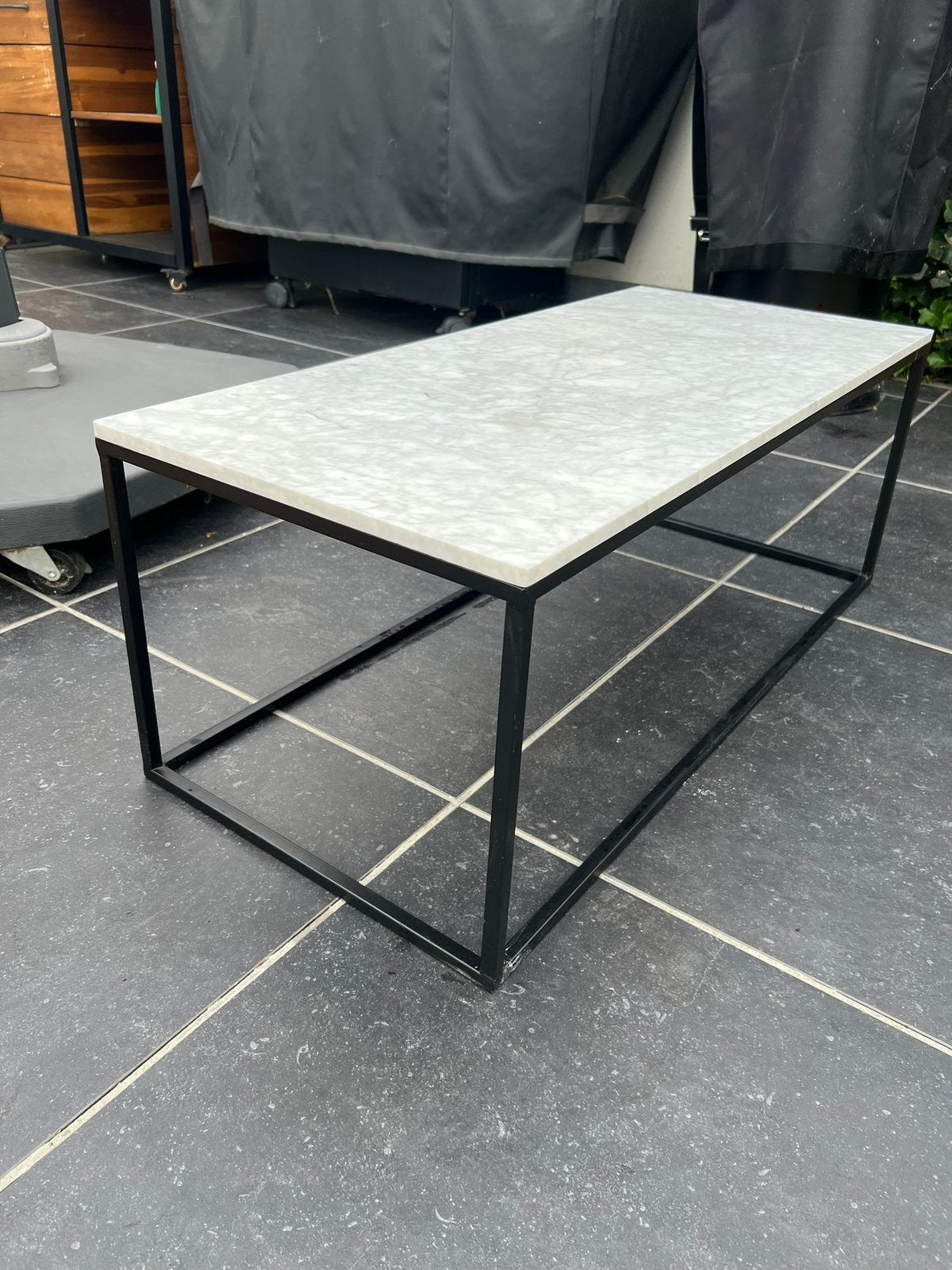 Marmer tafel met staal, Huis en Inrichting, Ophalen, Minder dan 50 cm, Gebruikt, 50 tot 100 cm