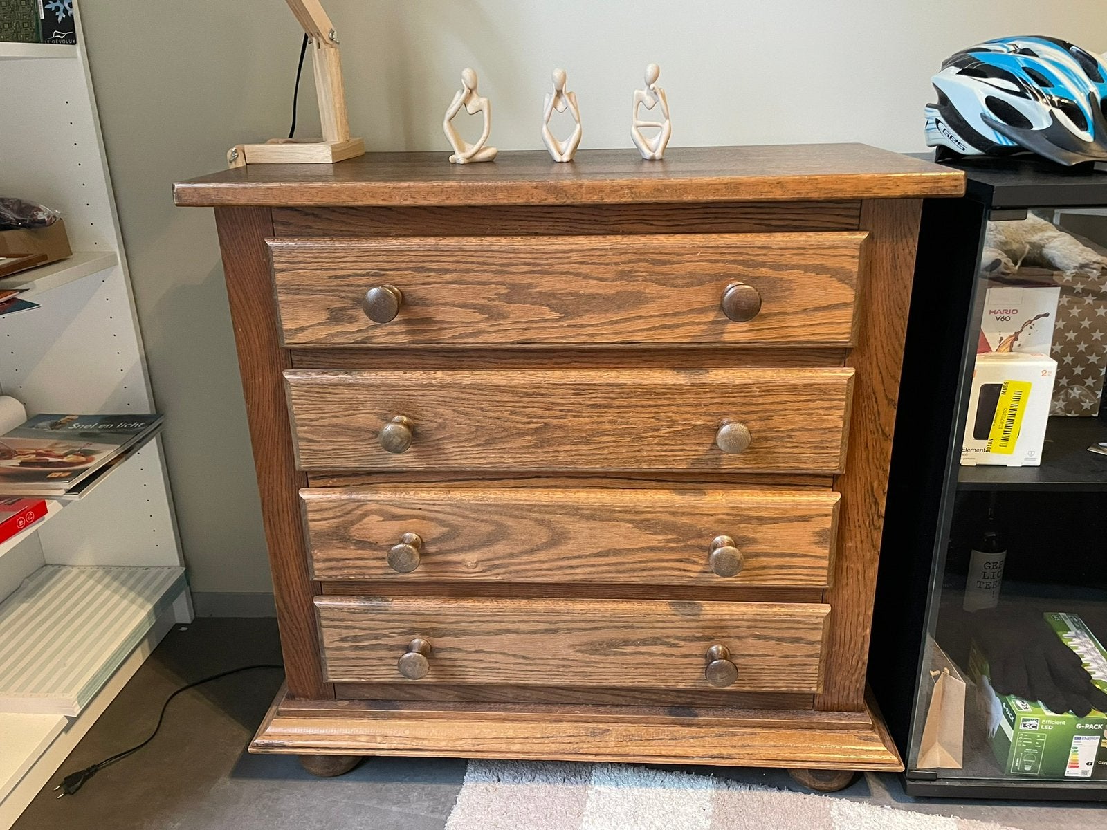 Perfecte staat! Vintage mid century ladekast massief eik, Enlèvement, Comme neuf