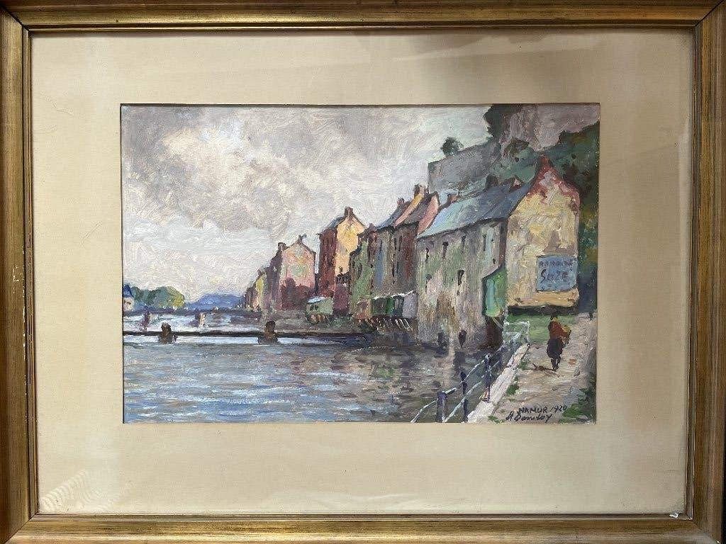 Authentique huile sur toile du peintre  Albert Dandoy, Antiek en Kunst, Kunst | Schilderijen | Klassiek, Doek, Achter glas, Gedateerd