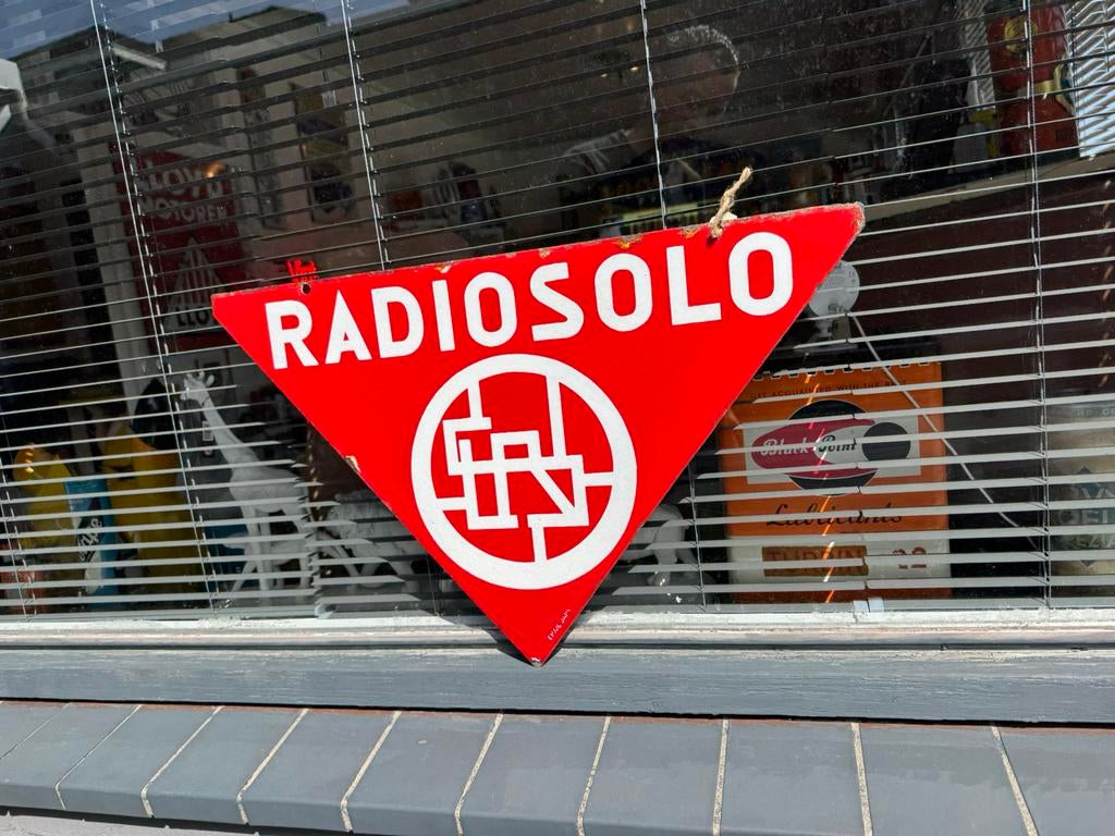 Panneau publicitaire ancien en émail RADIOSOLO, Enlèvement, Utilisé, Panneau publicitaire