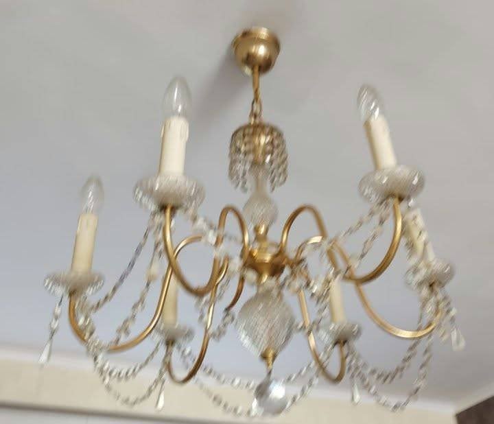 Plafondlamp kristalglas, Huis en Inrichting, Ophalen, Gebruikt, Meerkleurig, Antiek