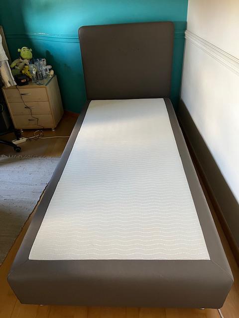 Boxspring 100x220, Maison & Meubles, Chambre à coucher | Lits boxsprings, 100 cm, Gris, Enlèvement ou Envoi, Une personne