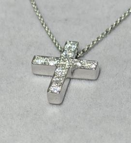 Pendentif croix OR 18K Diamants Naturels Certificat, Neuf, Or, Or, Enlèvement