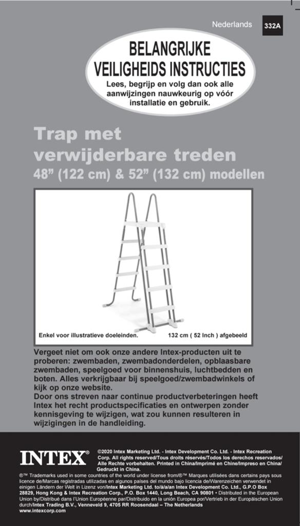 INTEX ZWEMBAD TRAP MET AFHAALBARE TREDEN. 132 CM., Jardin & Terrasse, Enlèvement, Comme neuf, Échelle