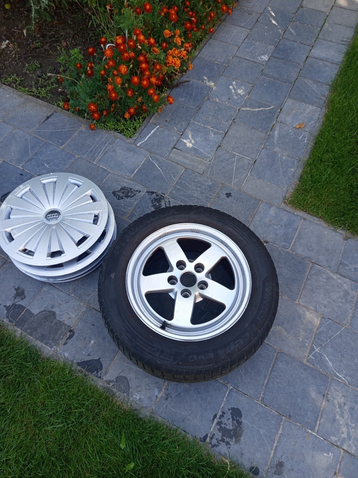 Winterbandenset alu origineel Audi A4 16", Gebruikt, 16 inch, Banden en Velgen, Ophalen