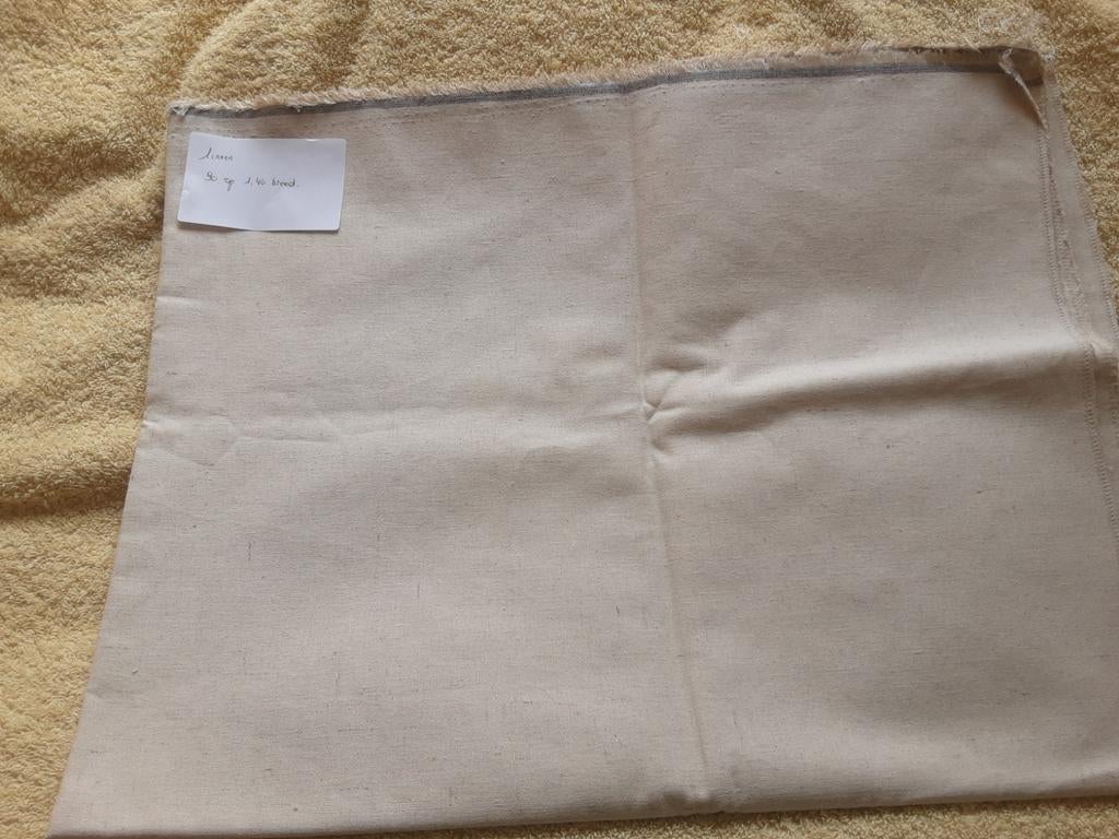 Linnen stof, Hobby & Loisirs créatifs, Tissus & Chiffons, Neuf, Enlèvement ou Envoi, Beige, 120 cm ou plus