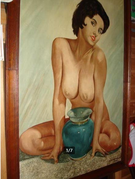vintage xl schilderij Pin up op canvas 60er jaren, Ophalen, Huis en Inrichting