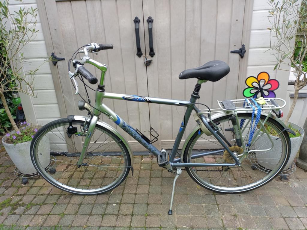Herenfiets Trek T100 Navigator in prima staat te Leuven, Gebruikt, Velgrem, Versnellingen, 53 tot 57 cm