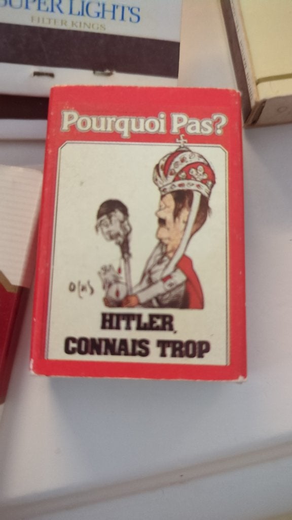 Boîte d'allumettes caricature Adolf Hitler, Enlèvement ou Envoi, Utilisé, Boîtes ou marques d'allumettes