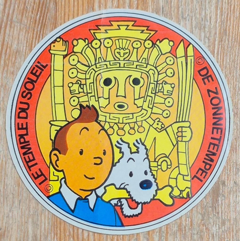 Kuifje oude sticker De Zonnetempel 1970 Hergé Tintin, Collections, Enlèvement ou Envoi, Tintin, Comme neuf, Image, Affiche ou Autocollant