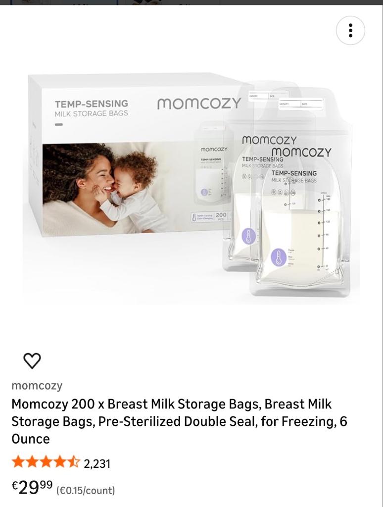 Momcozy moedermelk bewaarzakjes – 400 stuks (2*200), Ophalen, Nieuw, Overige typen