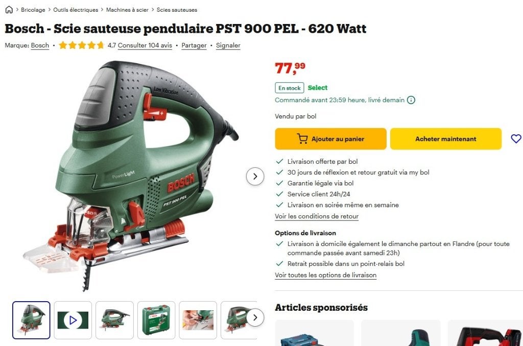 Scie sauteuse BOSCH PST 900 PEL - NEUVE, Neuf, 600 à 1200 watts, 70 mm ou plus, Enlèvement