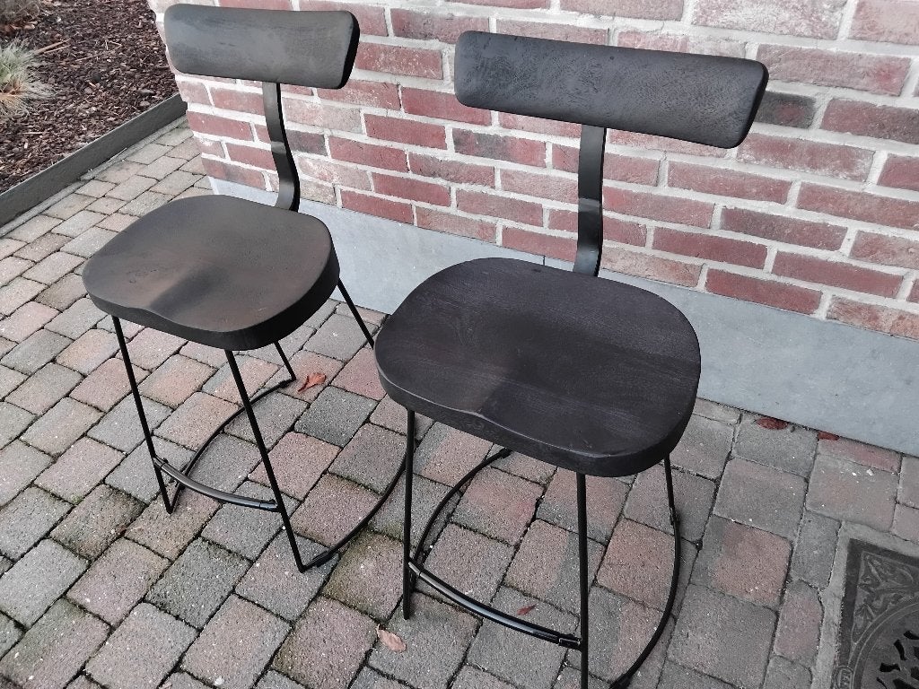 barstoelen krukken mangohout full black, Ophalen, Zo goed als nieuw