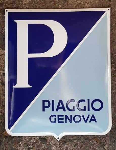 Piaggio genova emaillen reclame decoratie bord garage vespa, Enlèvement ou Envoi, Comme neuf, Panneau publicitaire