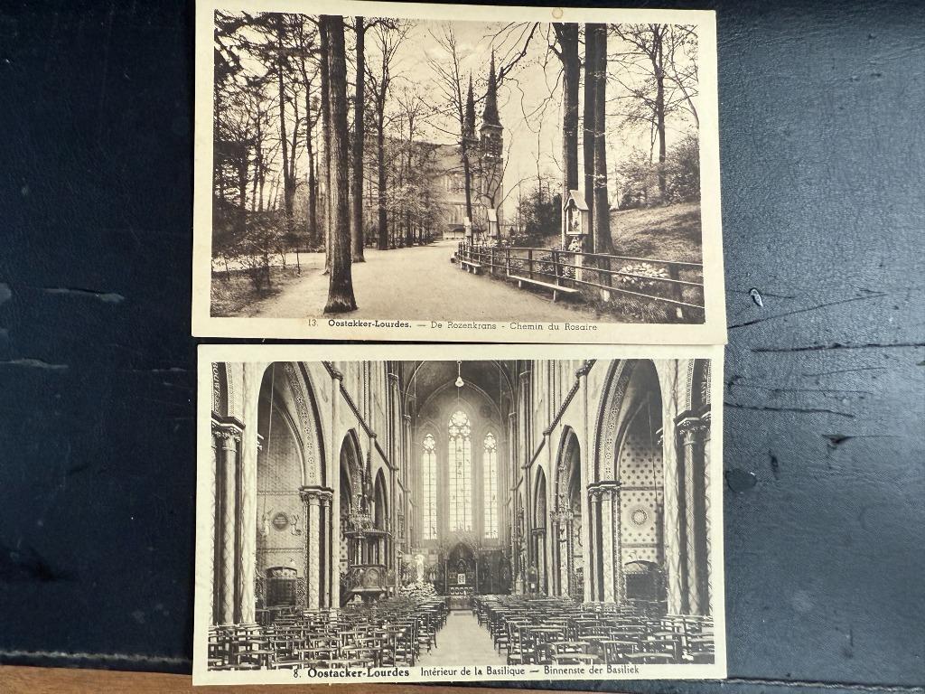 2 Postkaarten Oostacker-Lourdes +-1920, Ophalen of Verzenden, 1920 tot 1940, Ongelopen, Oost-Vlaanderen
