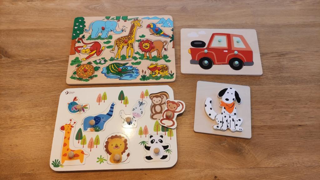 4 houten puzzels, Ophalen, Gebruikt, Van hout, Minder dan 10 stukjes