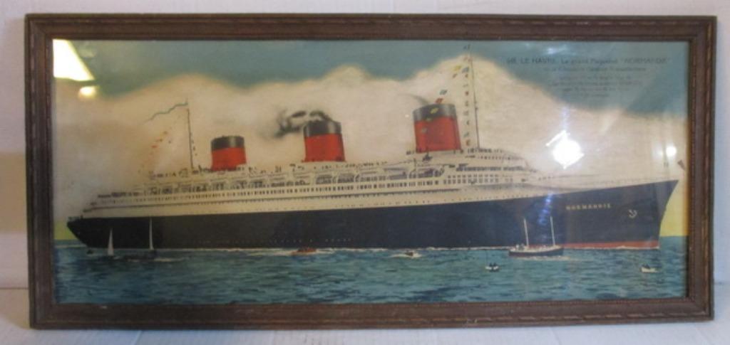 originele kader stoomboot pakketboot ocean liner Normandie, Verzenden