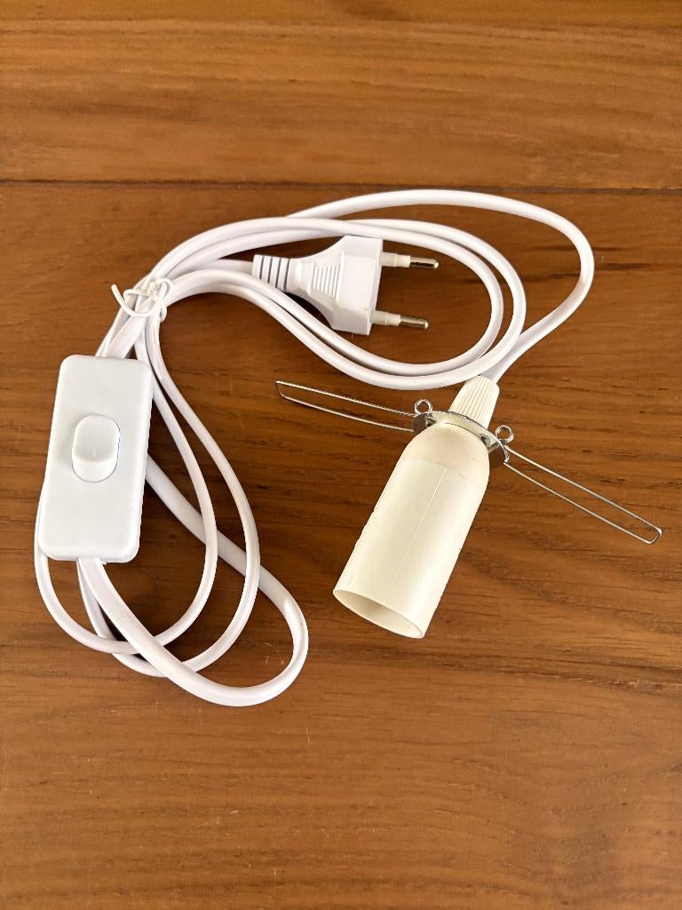 Lamp snoer wit met schakelaar - E14 hanglamp, Ophalen of Verzenden, Nieuw, Klassiek wit, 75 cm of meer