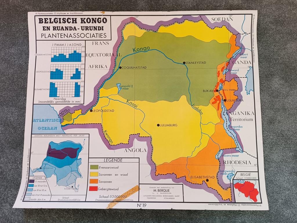 Vier schoolplaten Congo, vintage jaren vijftig, Antiek en Kunst, Ophalen