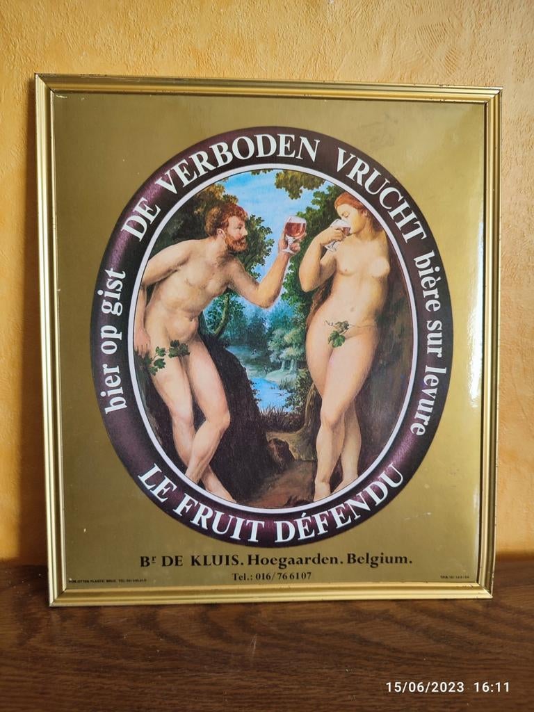 Advertentie DE VERBODEN FRUIT VAN HOEGAARDEN bier., Verzamelen, Merken en Reclamevoorwerpen, Ophalen of Verzenden, Zo goed als nieuw