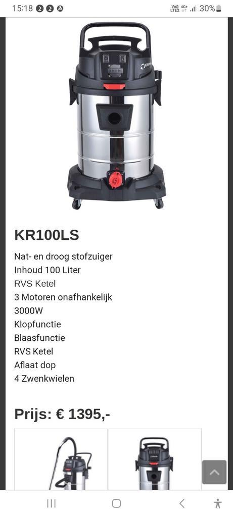 Professionele water en stofzuiger 3 motoren 1500w tot 3000w, Ophalen of Verzenden, Nieuw