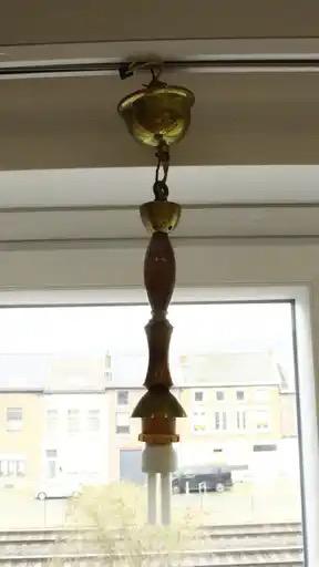 Luminaire a suspendre en laiton et bois, Enlèvement ou Envoi, Comme neuf, Bois