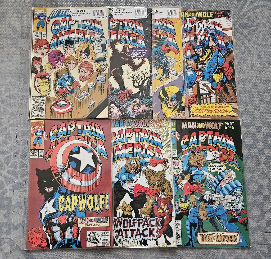 Captain America (vol.1) #401-407 (1992) VS. Wolverine !, Complete serie of reeks, Ophalen of Verzenden, Gelezen