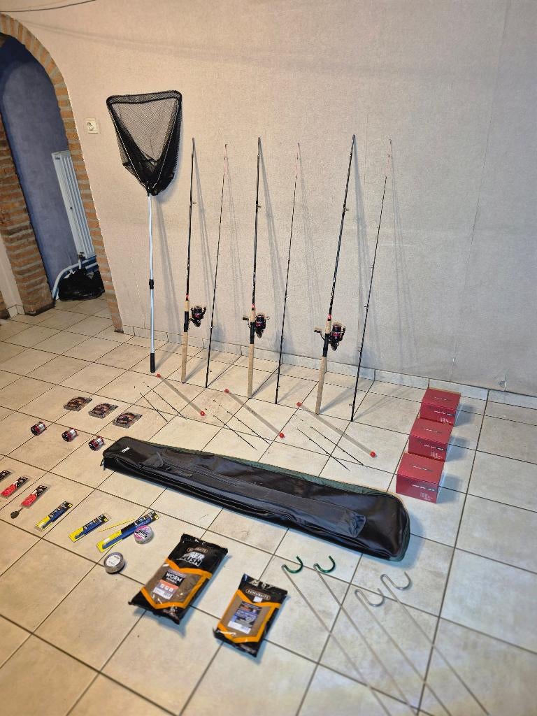 DAM Method Feeder Set Compleet 3 Hengels Molens Schepnet ezv, Watersport en Boten, Hengelsport | Witvissen, Zo goed als nieuw