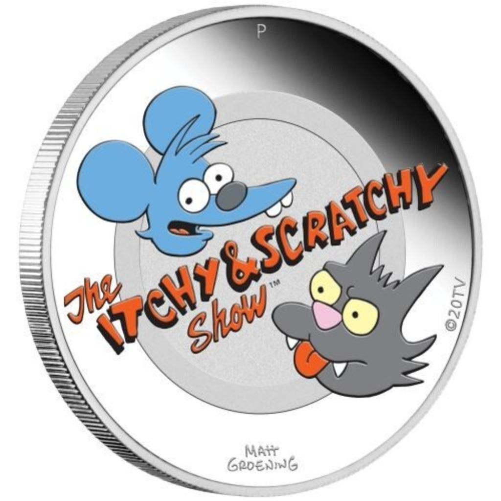 The Simpsons: Itchy & Scratchy - 1 Oz zilver munt PROOF!, Ophalen of Verzenden, Losse munt, Zilver