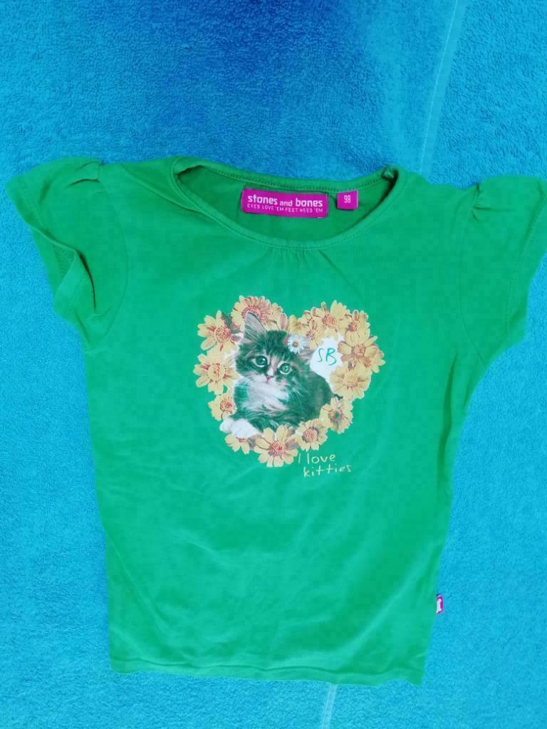 Groen T shirt met poesje Stones and Bones maat 98, Gebruikt, Meisje, Shirt of Longsleeve, Stones and Bones