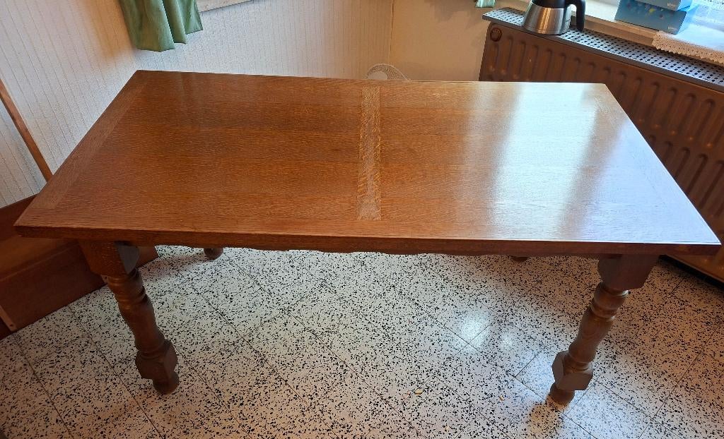 Table plaqué chêne et 6 chaises, Maison & Meubles, Salles à manger complètes, Enlèvement, Utilisé, 4 à 6 chaises