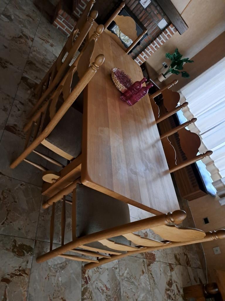Eiken tafel en 6 stoelen, Ophalen, Zo goed als nieuw