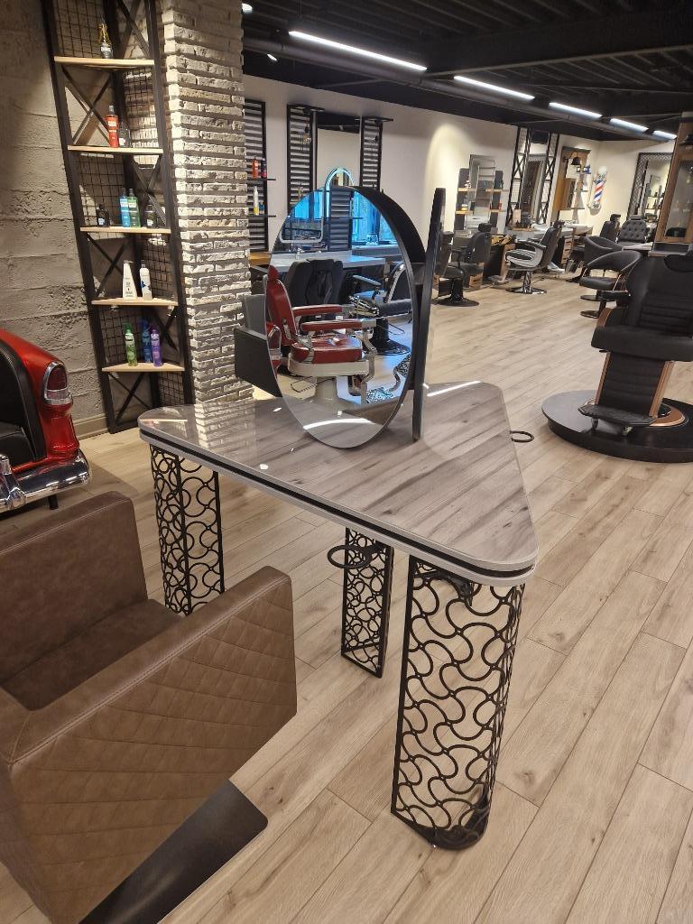 Kaptafel Boomerang drie persoons kapper spiegels kapsalon, Ophalen of Verzenden, Nieuw