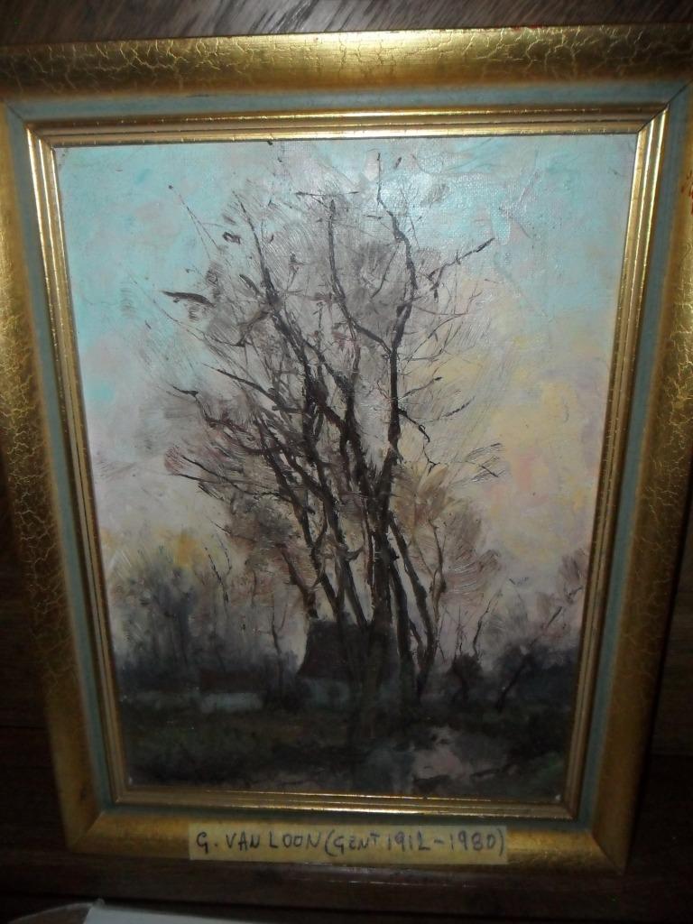 Olieverf op paneel door Gustaaf Van Loon (Gent 1912-1980), Antiek en Kunst, Ophalen of Verzenden