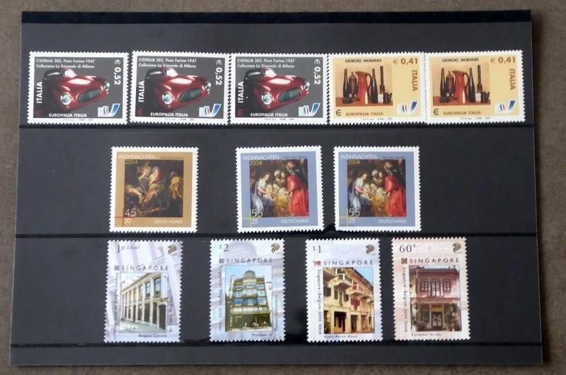 Lot 12 timbres neufs Italie-Allemagne-Singapour, Enlèvement ou Envoi, Non oblitéré