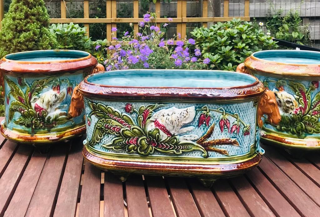 Pots fleurs art nouveau Wasmuel en poterie flamande T.Turner, Enlèvement