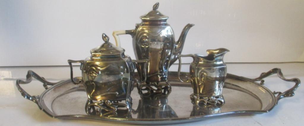art nouveau verzilverd Vienna koffie set BMF, Antiek en Kunst, Verzenden