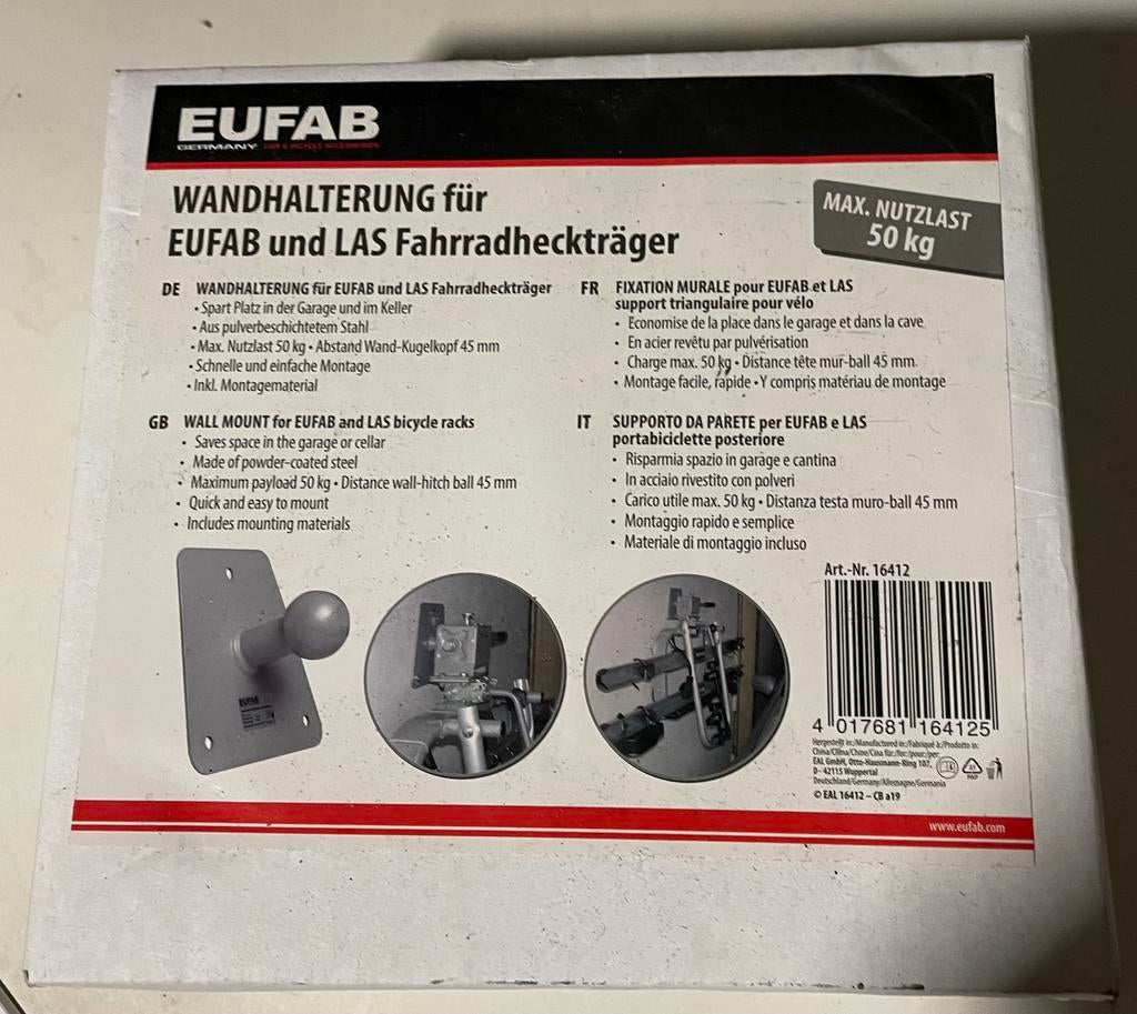 EUFAB Support mural pour porte-vélos, Autos : Divers, Porte-vélos, Enlèvement ou Envoi, Neuf, Accessoire porte-vélos
