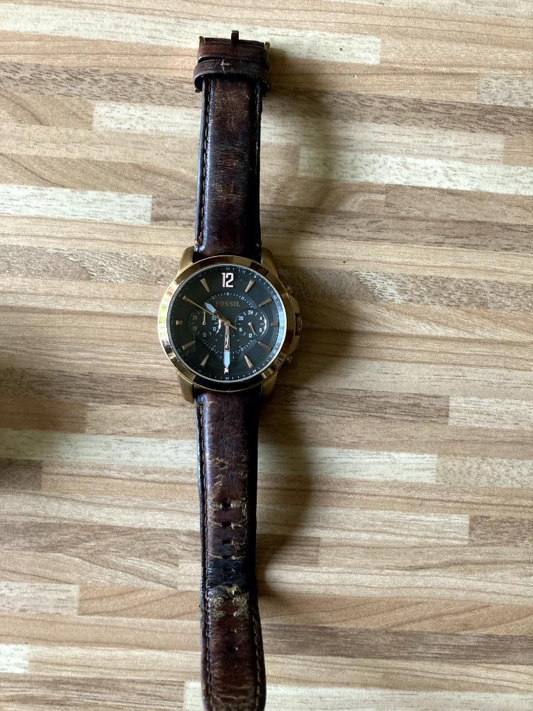 Montre FOSSIL, Overige merken, Staal, Polshorloge, Leer